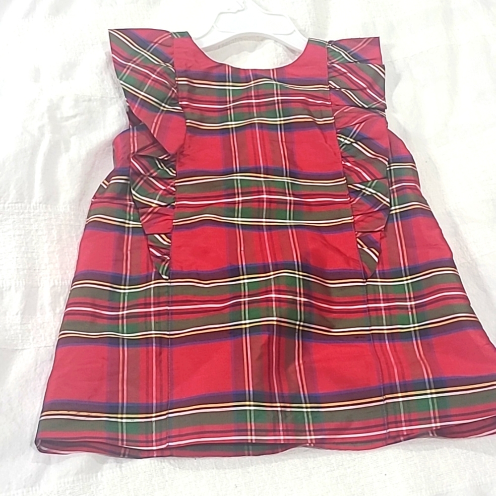 Janie and Jack Holiday PLAID 100% silk dress 12/18 Months Nwot.